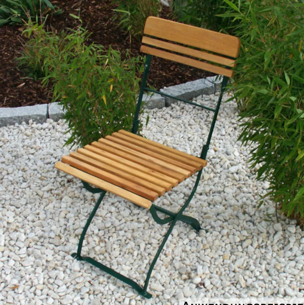 Klappstuhl Flachstahl Grün und Robinie 2er-Set