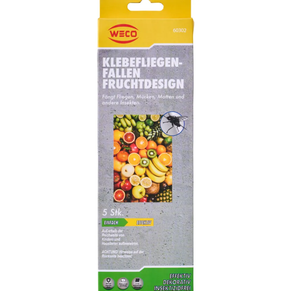 Klebefliegenfalle mit Fruchtdesign 5er Set