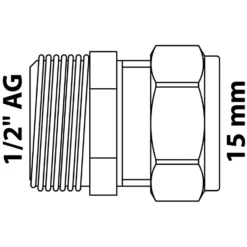 Klemmfitting 15mm 1/2"AG Übergangsstück Messing Verbindungsstück