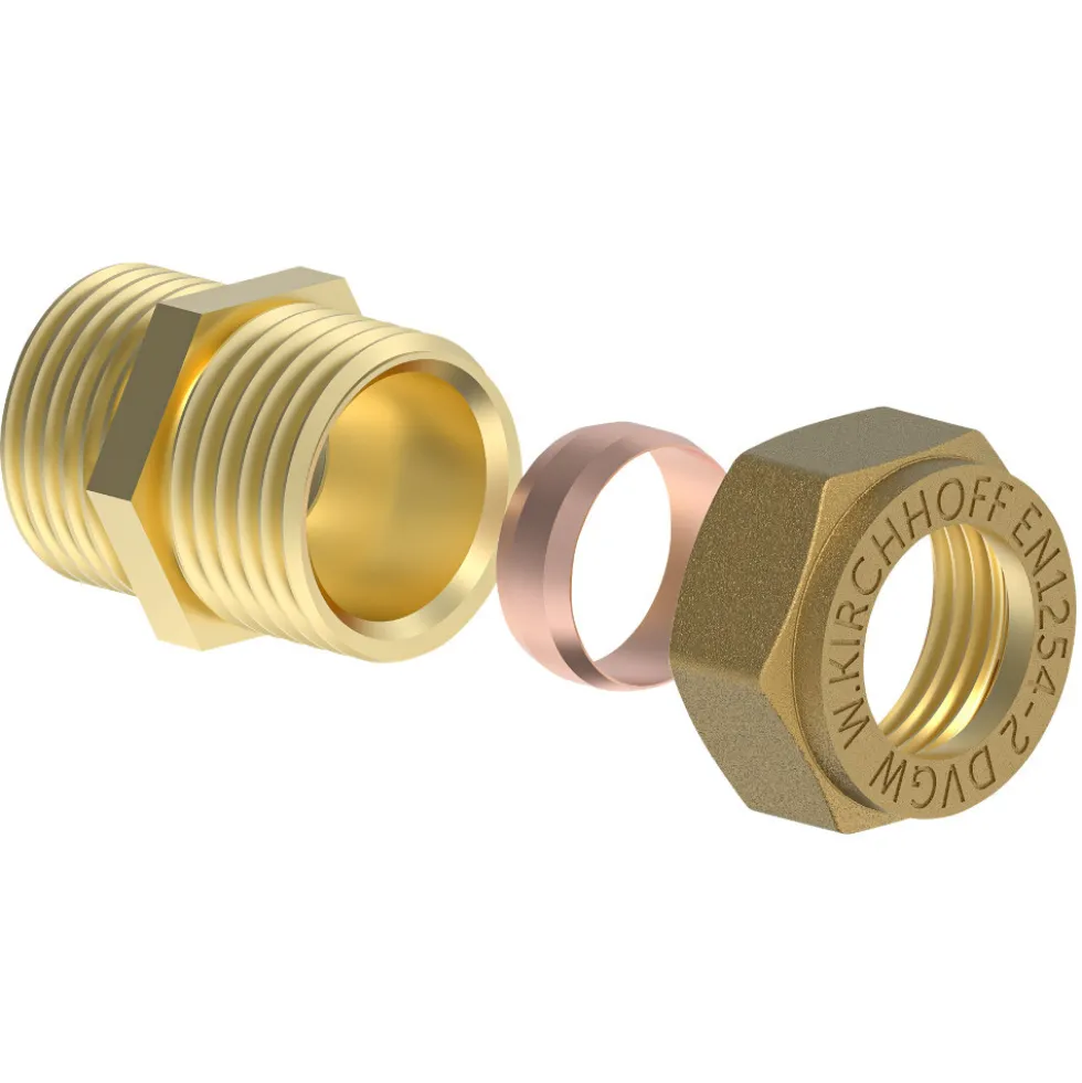 Klemmfitting 15mm 1/2"AG Übergangsstück Messing Verbindungsstück