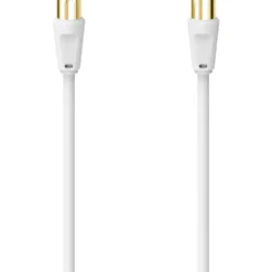 Koax-Antennenkabel 100 dB Stecker vergoldet 5 m, weiß