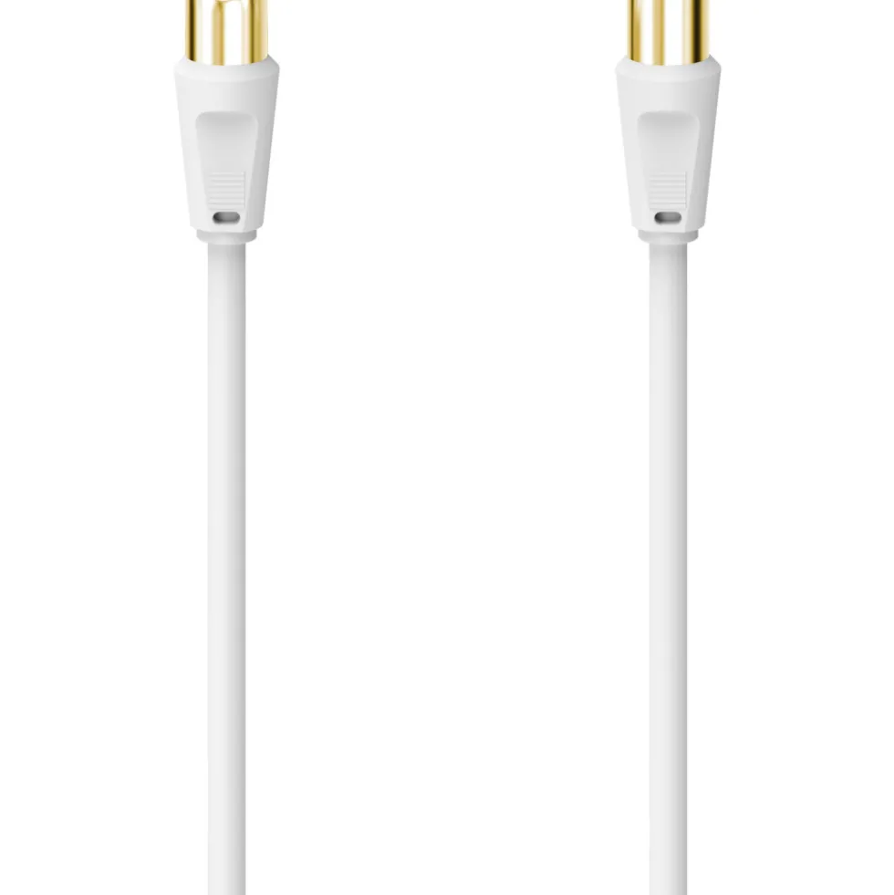 Koax-Antennenkabel 100 dB Stecker vergoldet 5 m, weiß