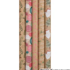 Kraftpapier Geschenkpapier Premium mit Weihnachtsmotiv 200 x 70cm