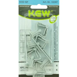 Kunststoffhohlraumdübel 10 x 50 mm mit Spanplattenschrauben 4 x 60 mm, 4 Stück