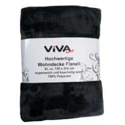 Kuscheldecke Flanell 150 x 200 cm aus Polyester in Schwarz