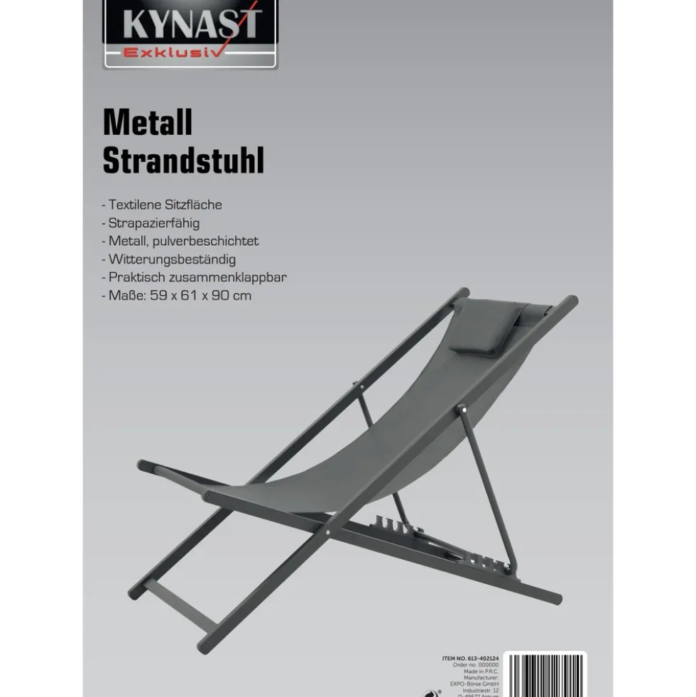 KYNAST Exklusiv Strandstuhl Metall in Anthrazit
