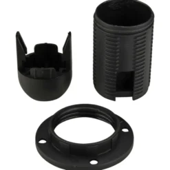 Lampenfassung E14 mit Gewindemantel schwarz