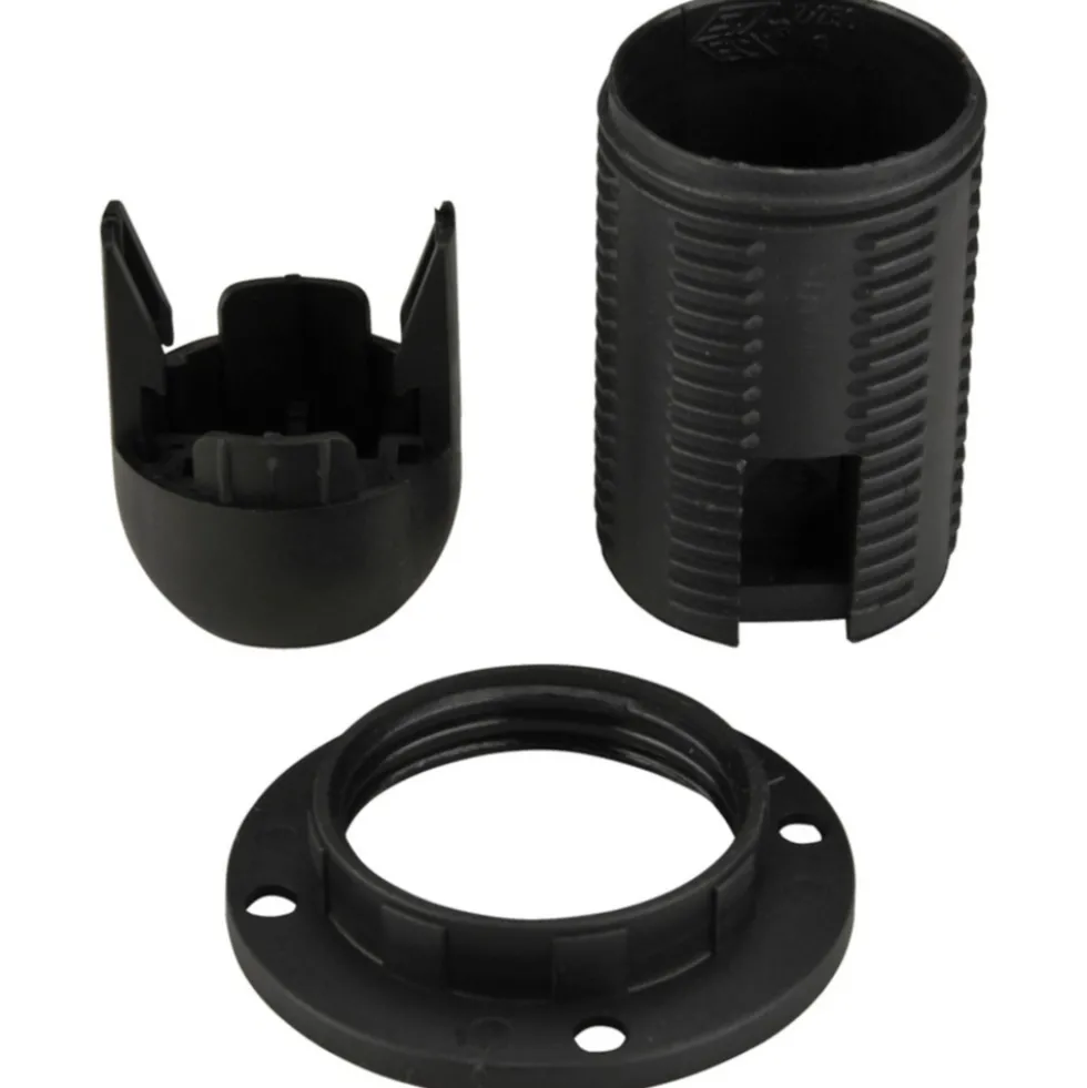 Lampenfassung E14 mit Gewindemantel schwarz