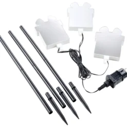 LED-3D-Spiegelleuchte Gartenstecker 3er-Set, sortiert