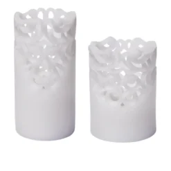 LED Echtwachskerzen Set Floral 2-teilig