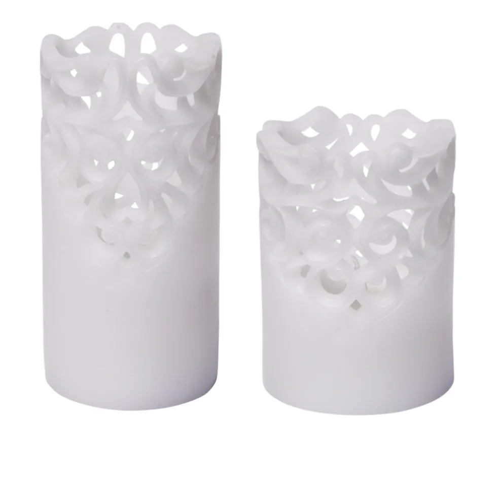 LED Echtwachskerzen Set Floral 2-teilig