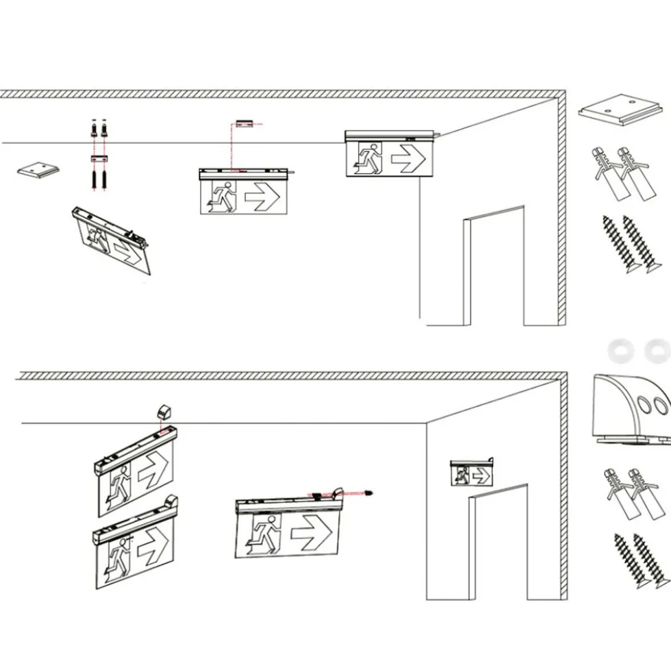 LED-Fluchtwegleuchte 4in1