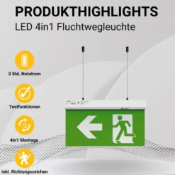 LED-Fluchtwegleuchte 4in1