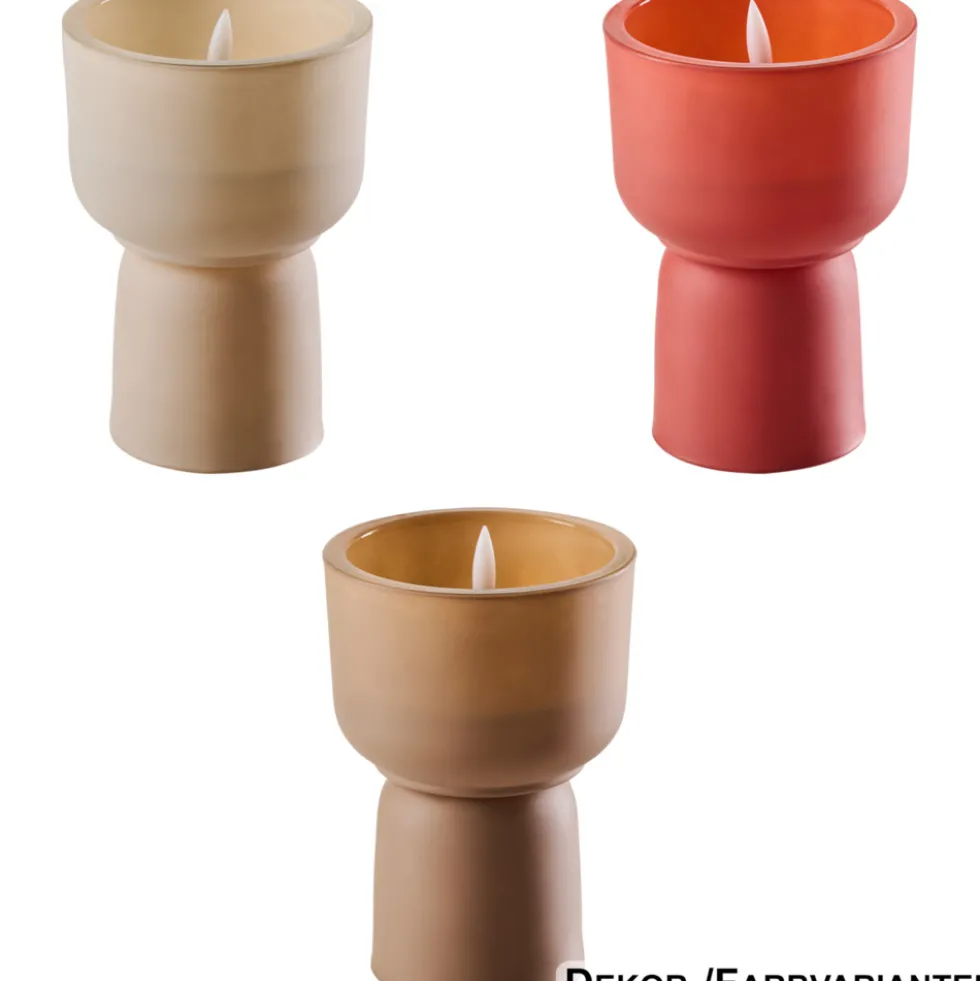 LED-Kerze groß aus Glas Ø 10cm, sortiert