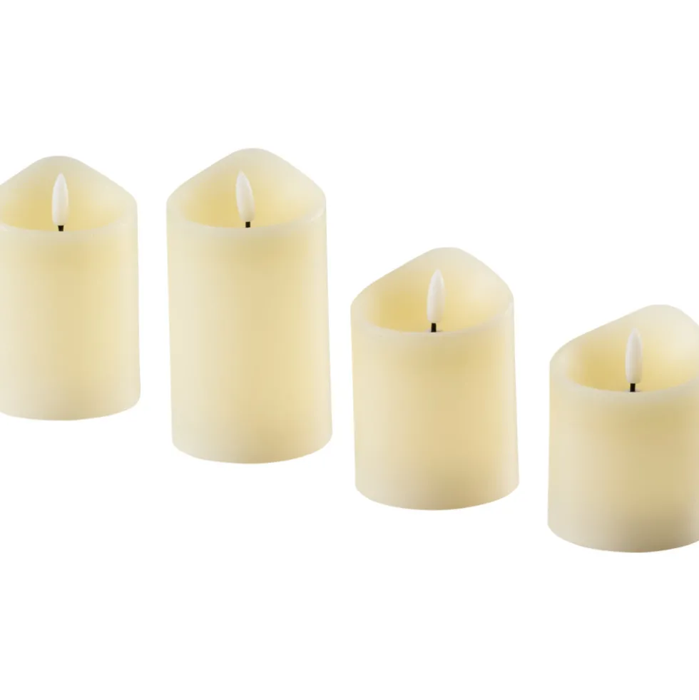 LED-Kerzen-Set 4er Set cremeweiß Flackereffekt