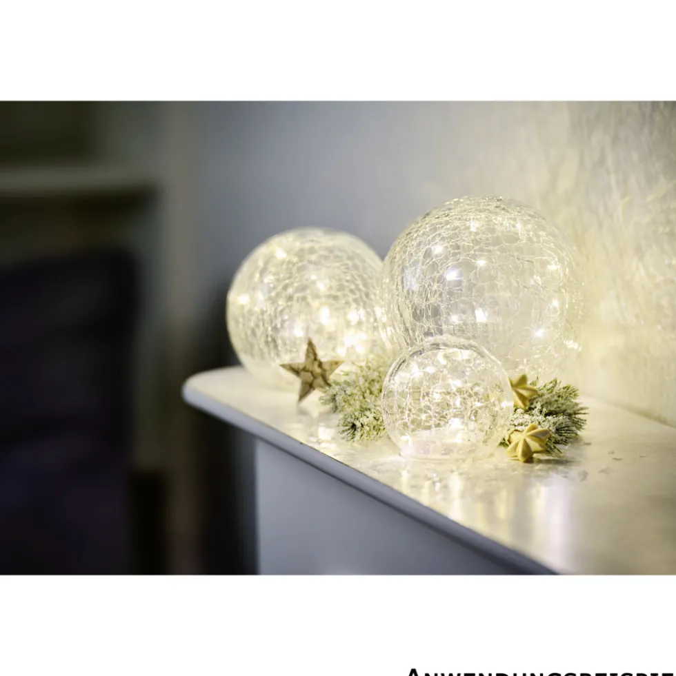 LED-Kugelleuchte Ø 10 cm aus Crashglas mit 14 LEDs