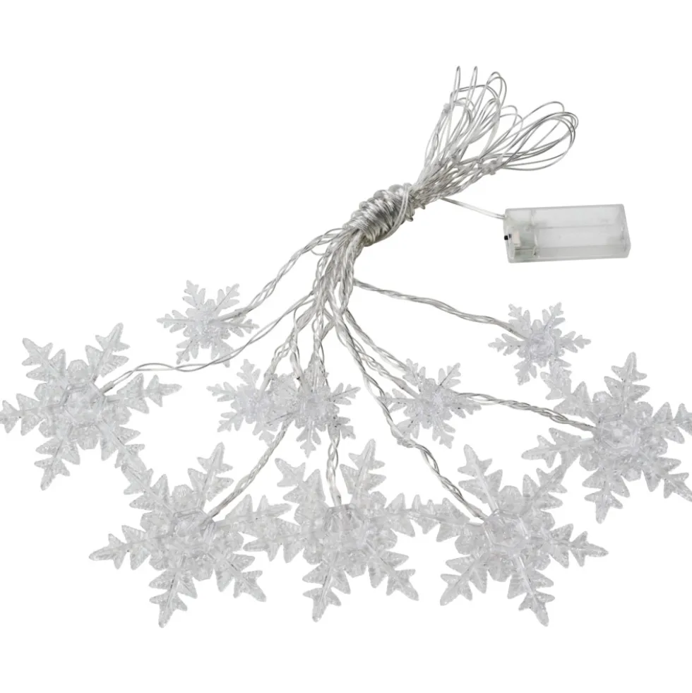LED-Lichterkette batteriebetrieben mit 10 Schneeflocken