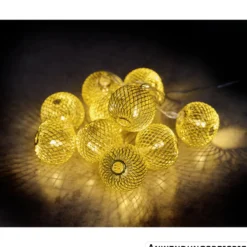 LED-Lichterkette mit 10 Silk-Kugeln Silber oder Gold