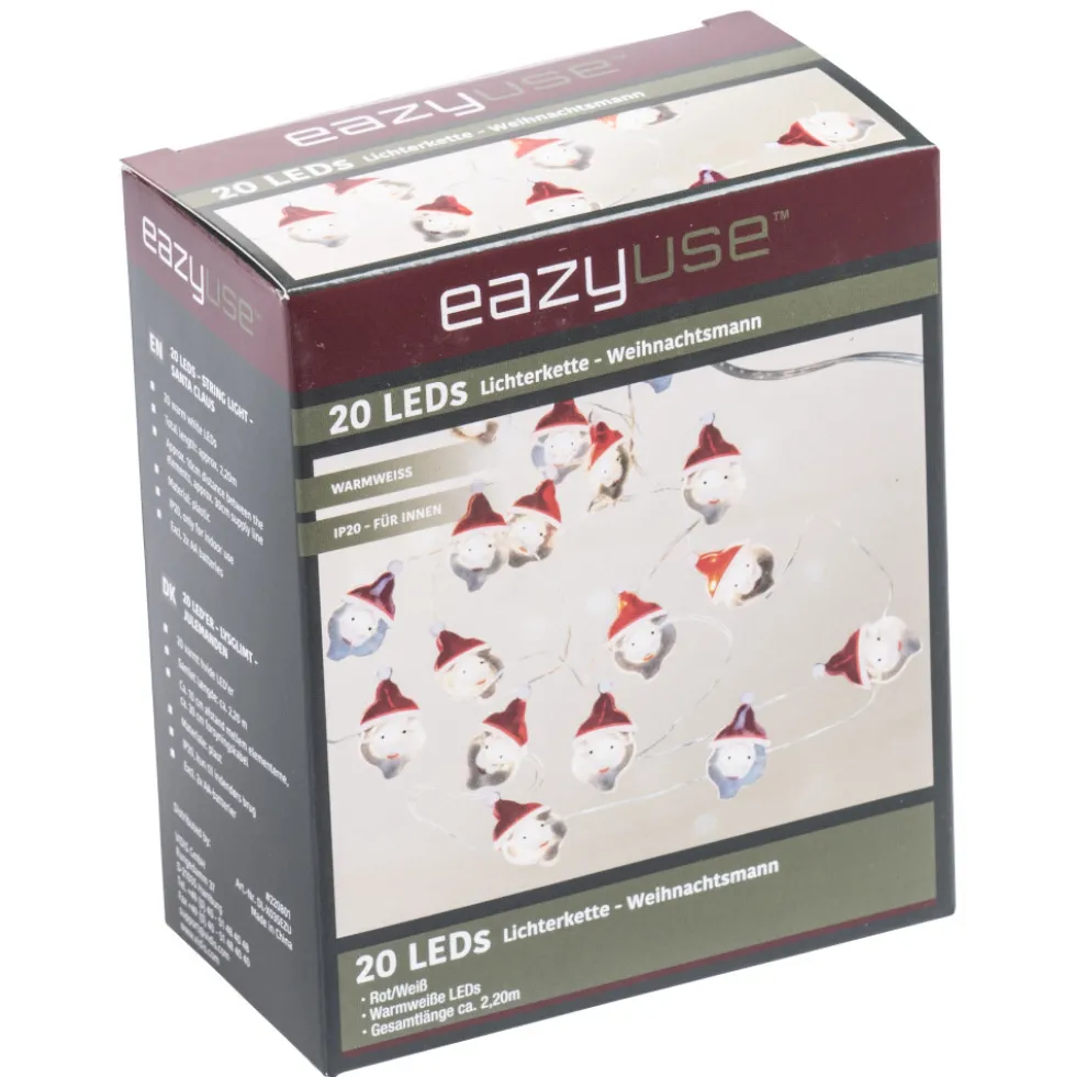 LED-Lichterkette 2,2 m mit Weihnachtsmann-Motiv und 20 LEDs