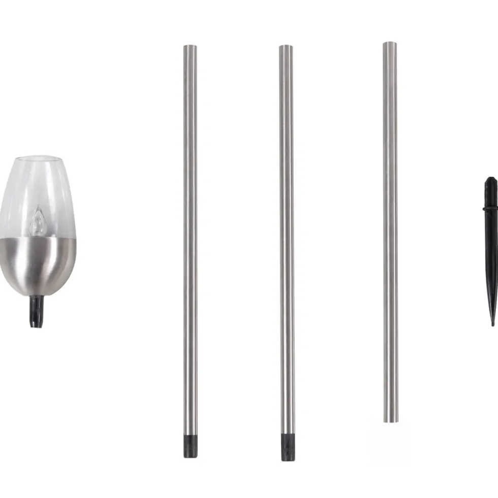 LED-Solar-Gartenfackel 112 cm aus Edelstahl