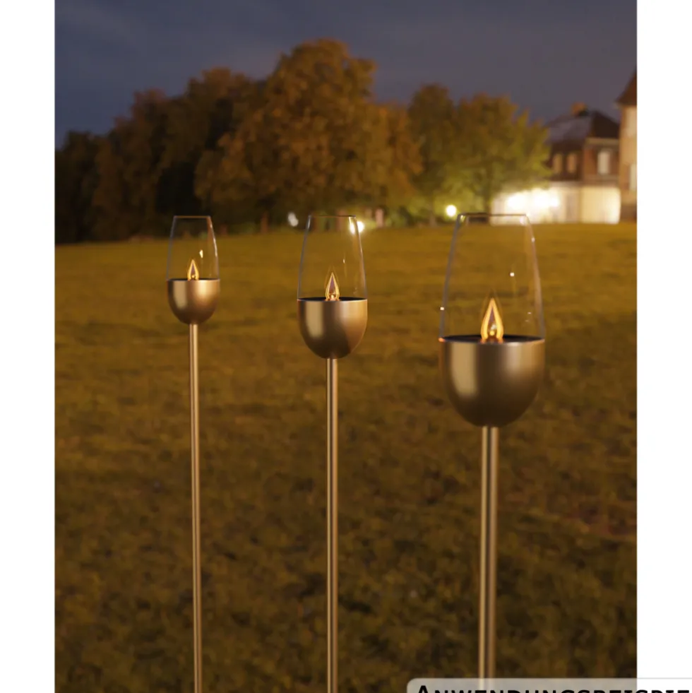LED-Solar-Gartenfackel 112 cm aus Edelstahl