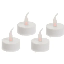 LED-Teelichter 4er Set weiß mit Flackereffekt