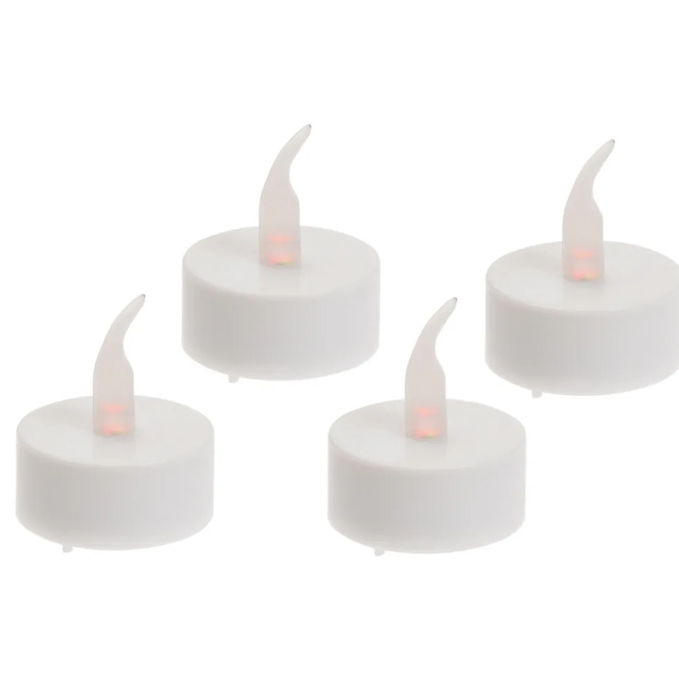 LED-Teelichter 4er Set weiß mit Flackereffekt