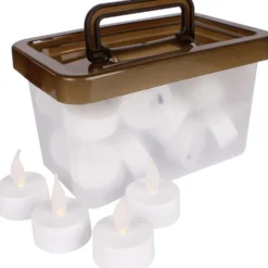 LED-Teelichter-Set 24 Stück mit Batterien und Tragebox