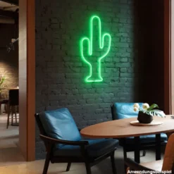 LED-Wanddekoration Kaktus mit 96 grünen LEDs und Timerfunktion