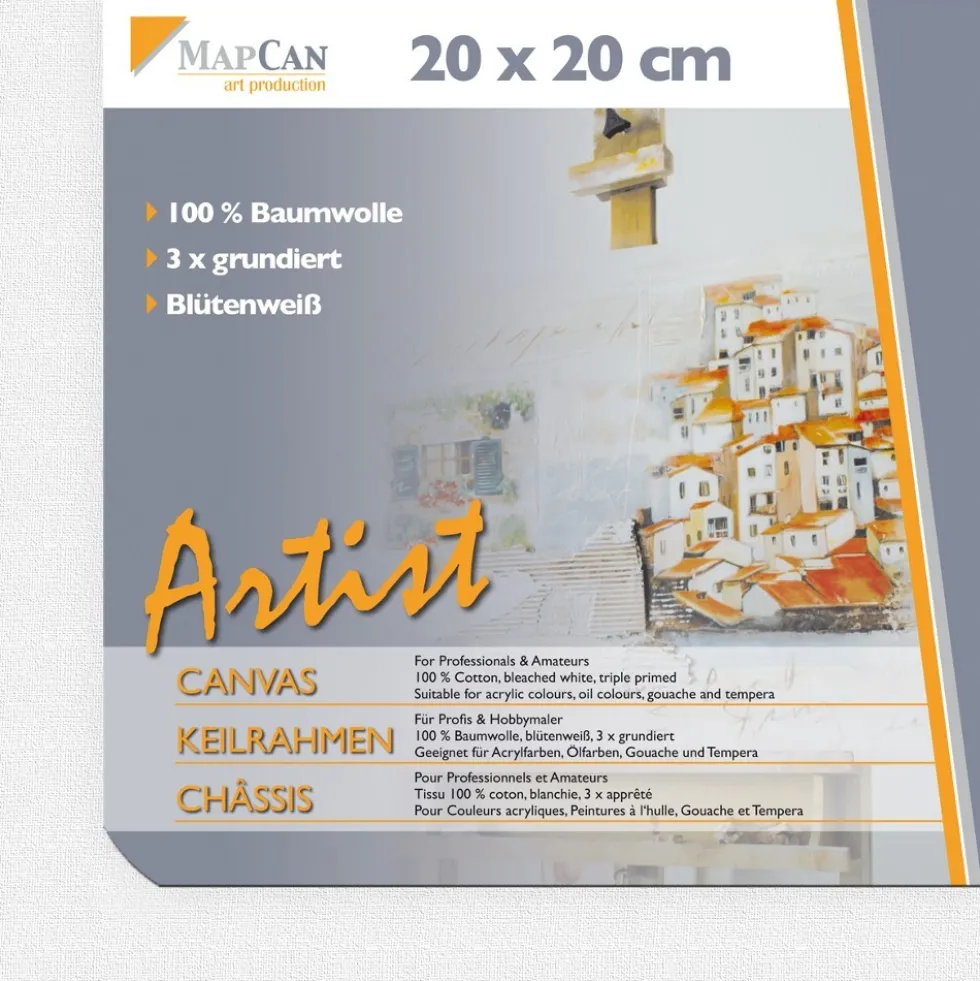 Leinwand 20 x 20 cm aus 100% Baumwolle 3-fach grundiert