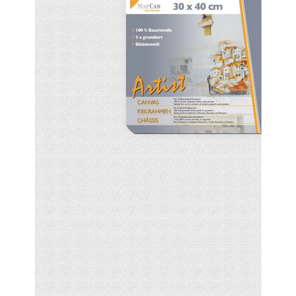 Leinwand 30 x 40 cm aus 100% Baumwolle 3-fach grundiert