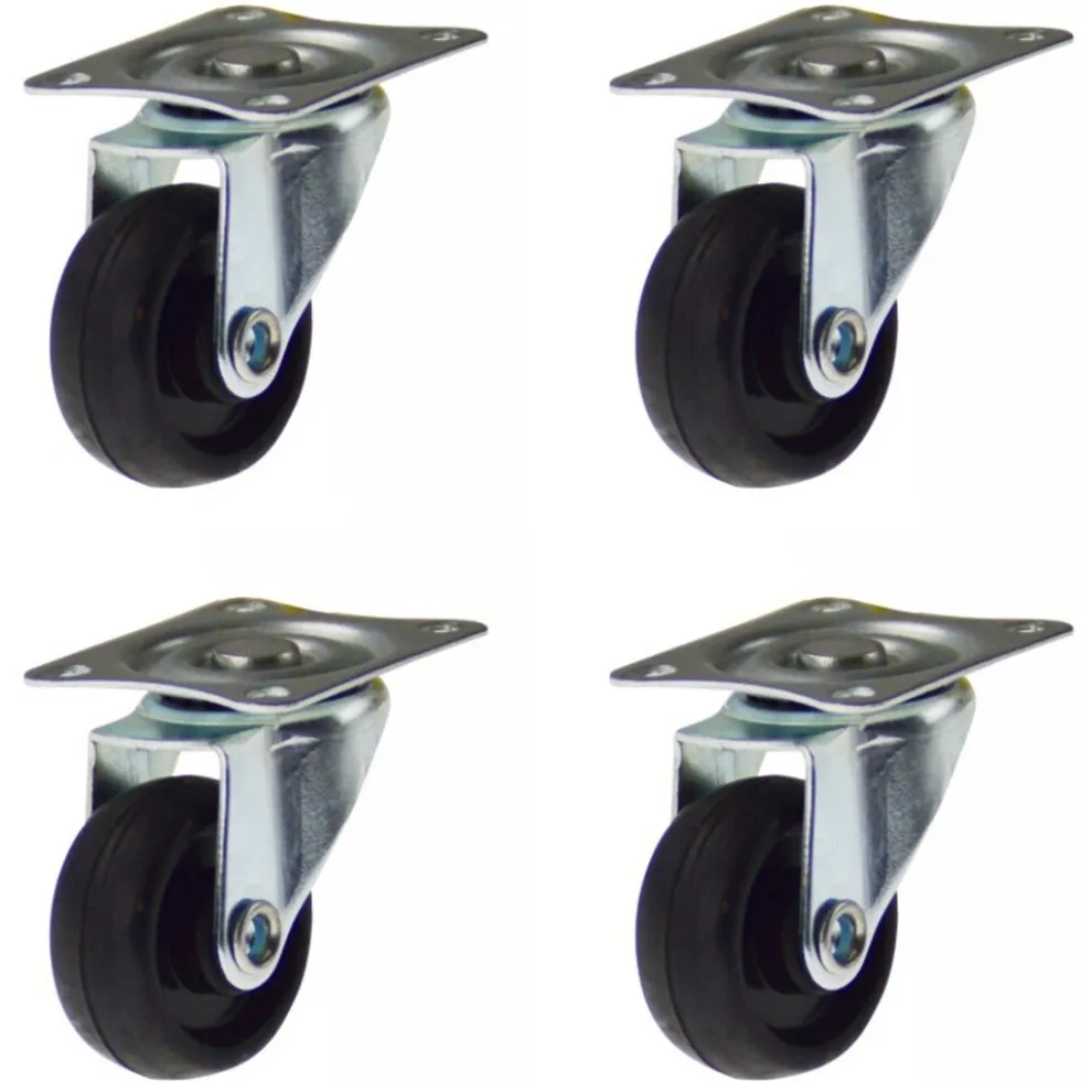 Lenkrollen Set Ø30 mm max.40kg Gummi 4Stück Lenkrollen Transportrollen Vollgummi