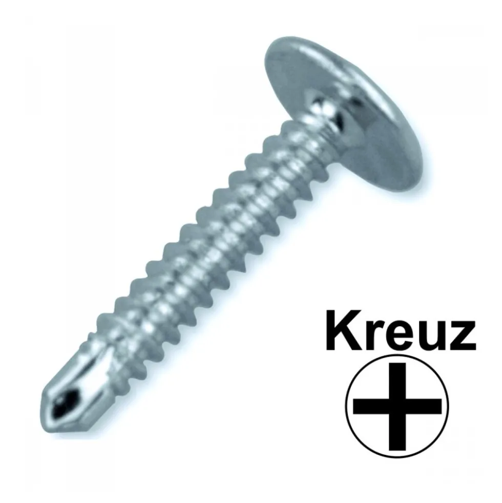 Linsen-Blechschraube 4,2 x 16 mm, Bohrspitze, Scheibe, verzinkt