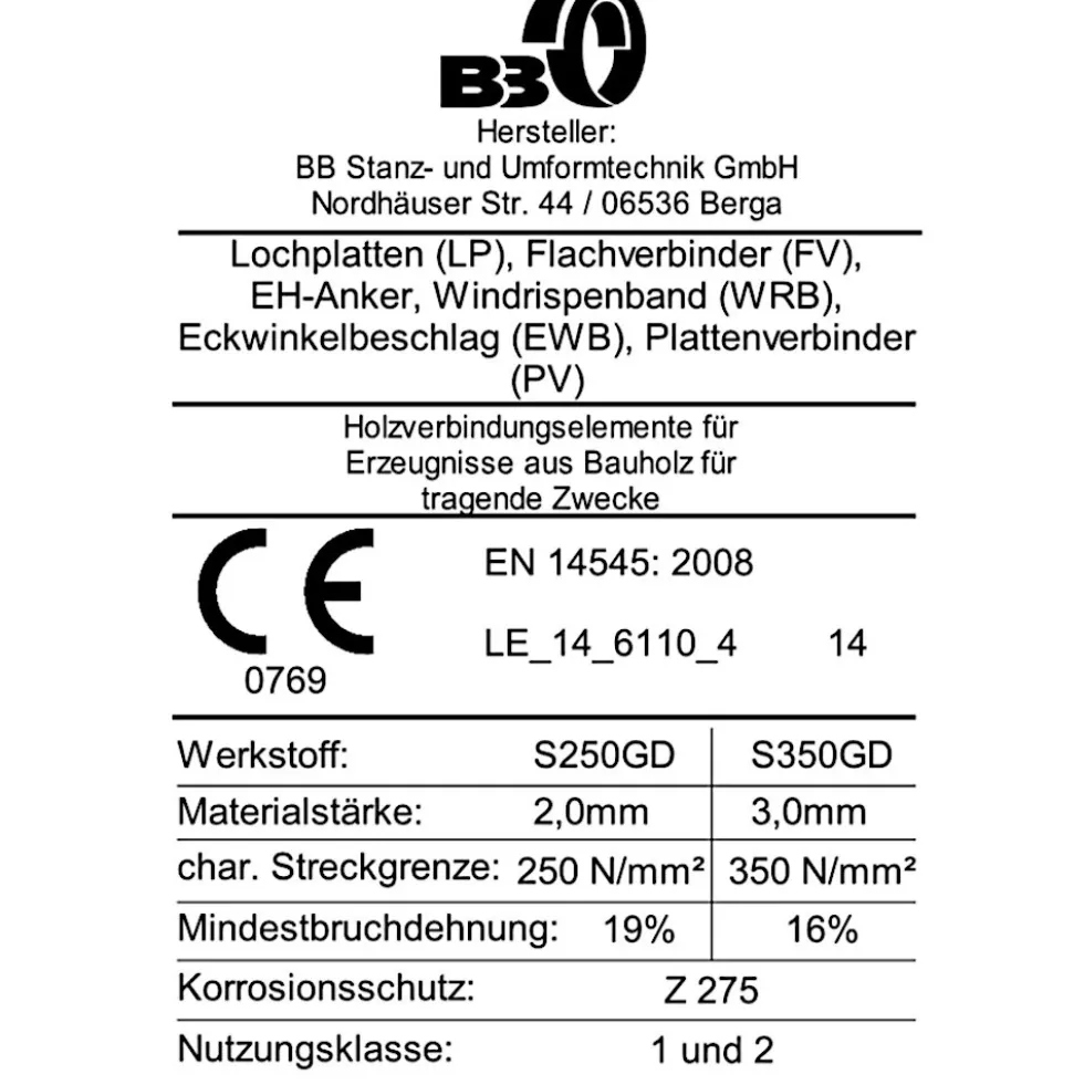 Lochplatten 40 x 120 mm aus verzinktem Stahl