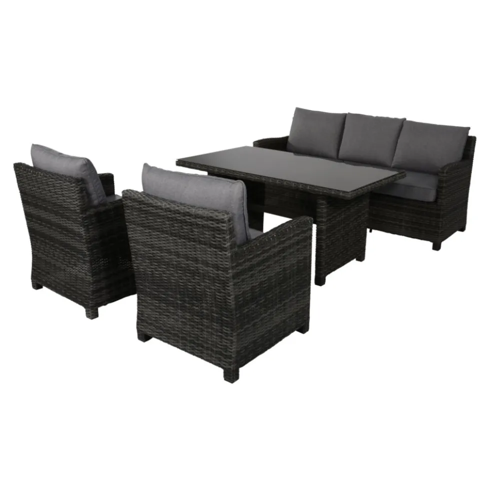 Lounge-Set Dining "Jive Rock" 4-teilig, 5-Sitzer mit Tisch und Sofas