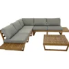 Lounge-Set 4-teilig Akazie geölt mit Polster grau