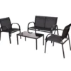 Lounge-Set 4-teilig Metall und Textilgewebe schwarz