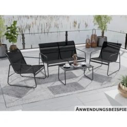 Lounge-Set 4-teilig mit Metallgestell und Glastisch
