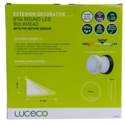 Luceco LED-Außenleuchte rund mit Bewegungsmelder