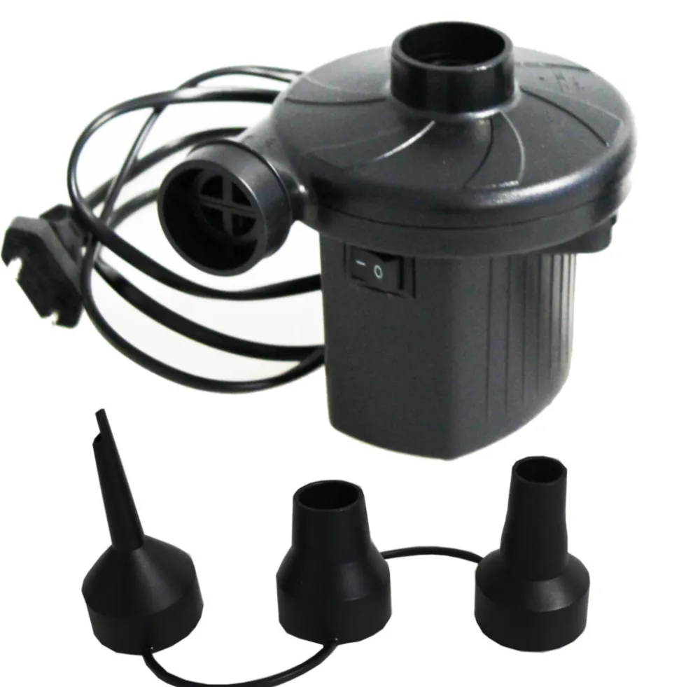 Luftpumpe elektrisch 230 V aus Kunststoff mit drei Adapter