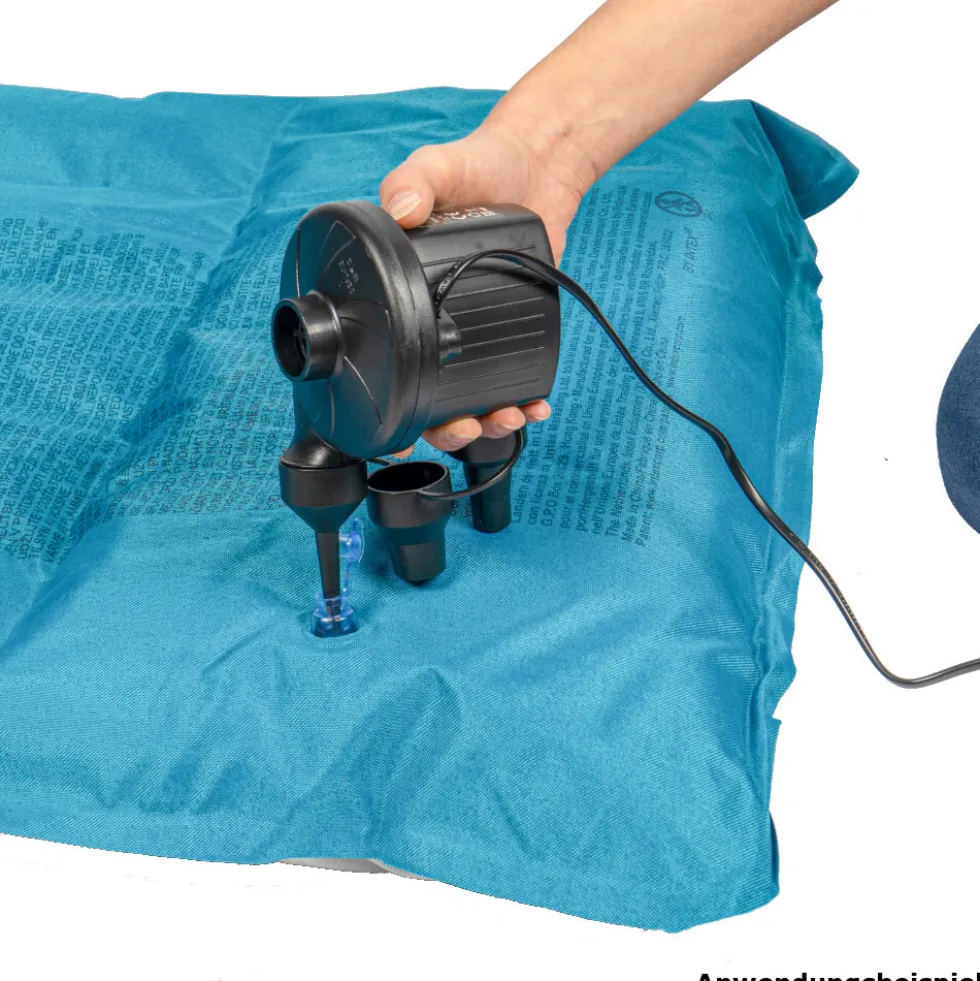 Luftpumpe elektrisch 230 V aus Kunststoff mit drei Adapter