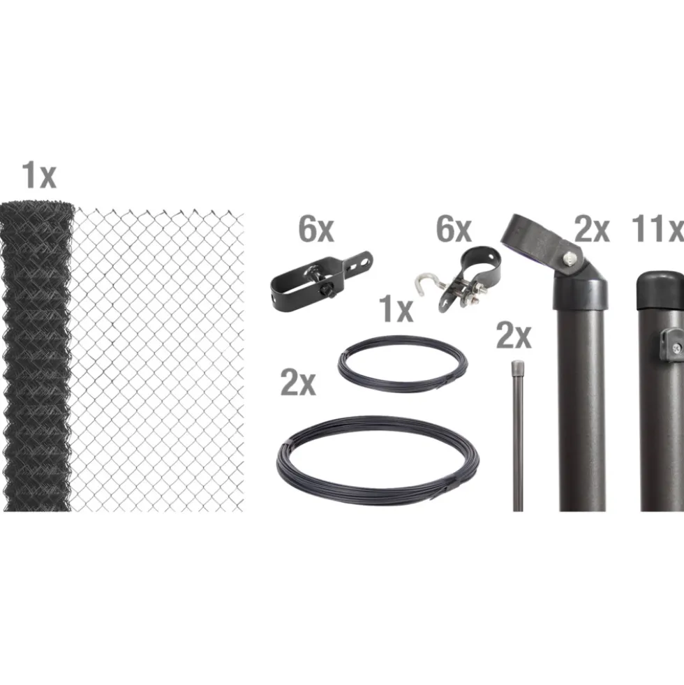 Maschendrahtzaun-Set anthrazit 25 m x 100 cm zum Einbetonieren