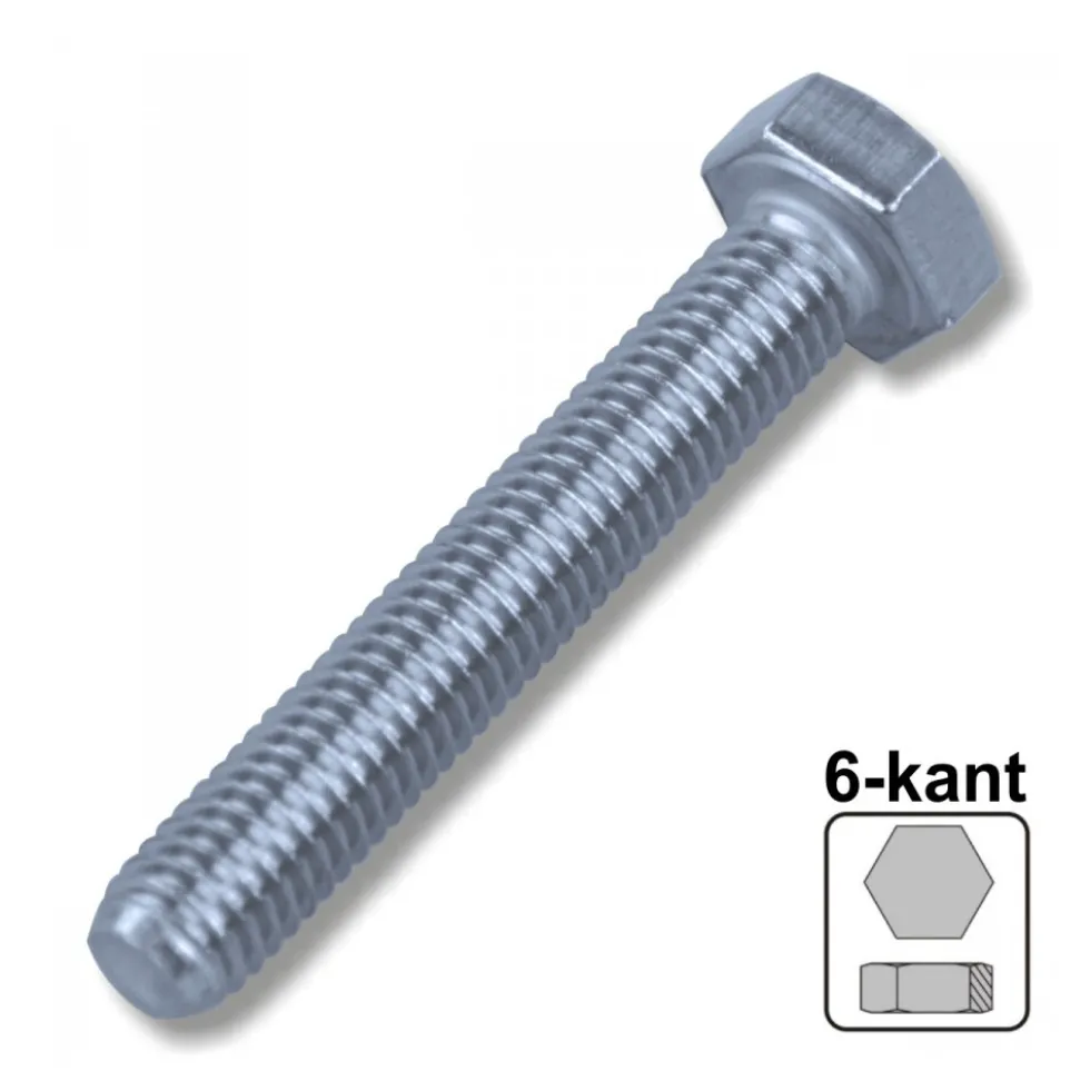 Maschinenschraube 6,0x30 mm M6 DIN933 A2 Edelstahl 6-kant Sechskantschraube
