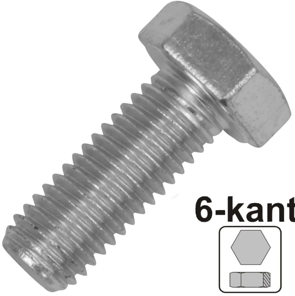 Maschinenschraube 8,0x25 mm M8 DIN933 galvanisch verzinkt