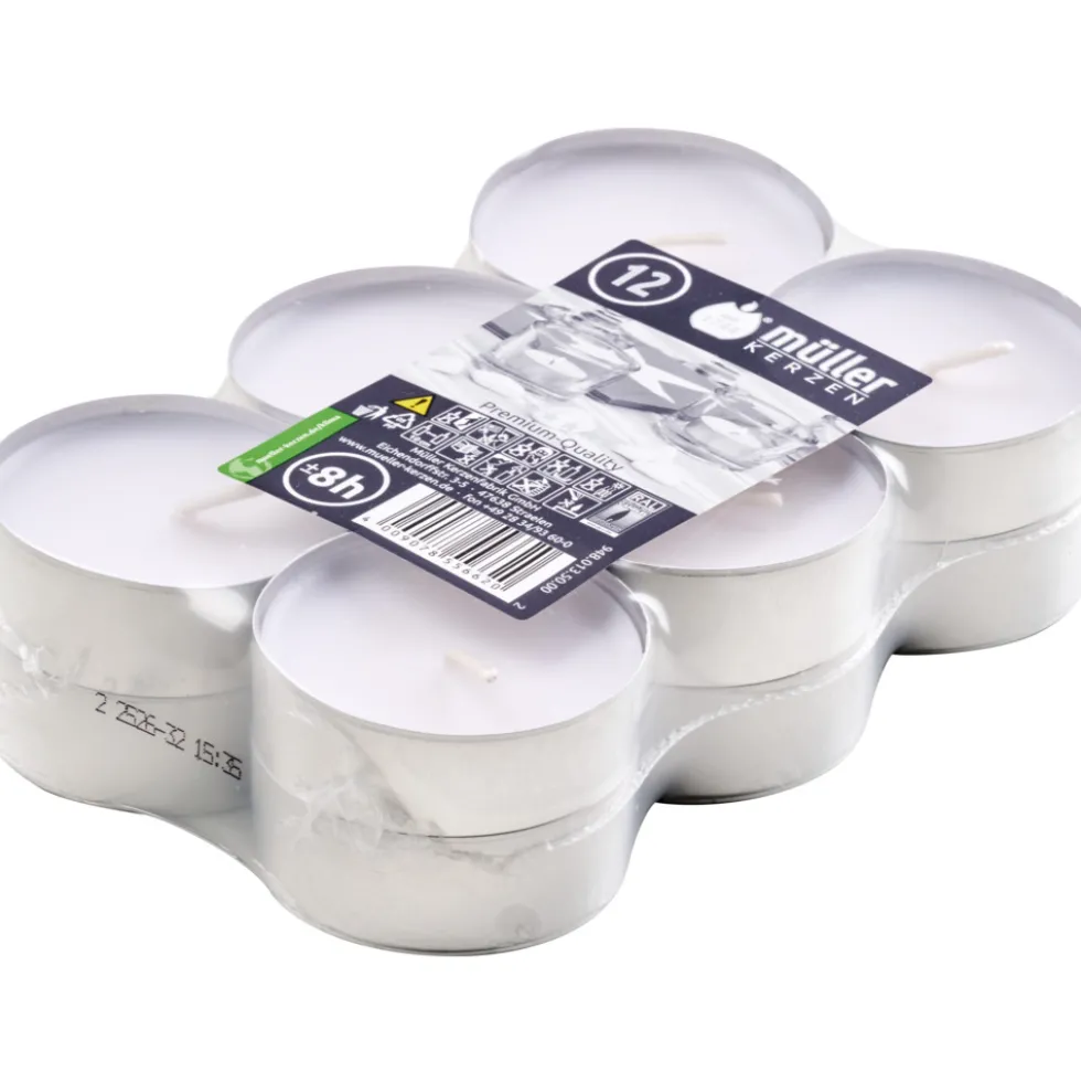Maxi-Teelichter 12er Pack weiß