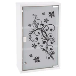 Medizinschrank abschließbar aus Stahl mit bedruckter Glasscheibe