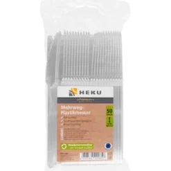 Mehrweg-Messer 50 Stück aus transparentem Kunststoff 18,5 cm lang