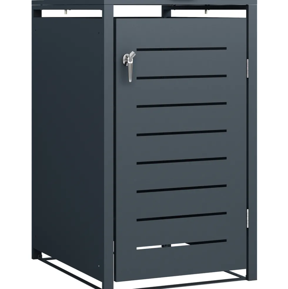 Mülltonnenbox klein 1x 120 Liter, Stahl verzinkt, anthrazit