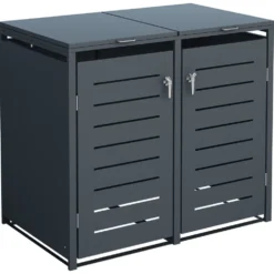 Mülltonnenbox klein 2x 120 Liter, Stahl verzinkt, anthrazit