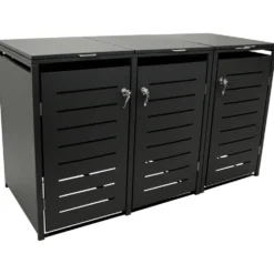 Mülltonnenbox klein 3x 120 Liter, Stahl verzinkt, anthrazit